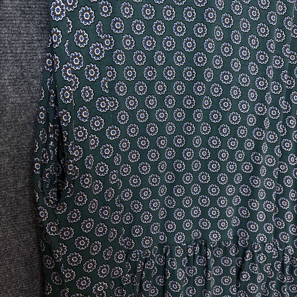 Boden Green Geo Jersey Dress 20/22 V-Neck Stretch Pockets Boho Fall Style - Picture 6 of 10